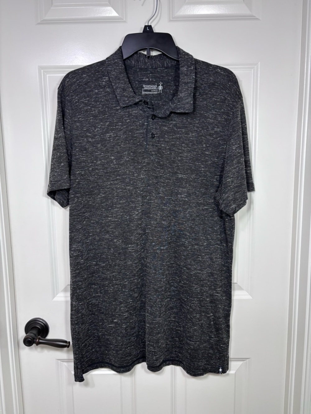 Smartwool Black Heathered Polo Shirt Men’s L